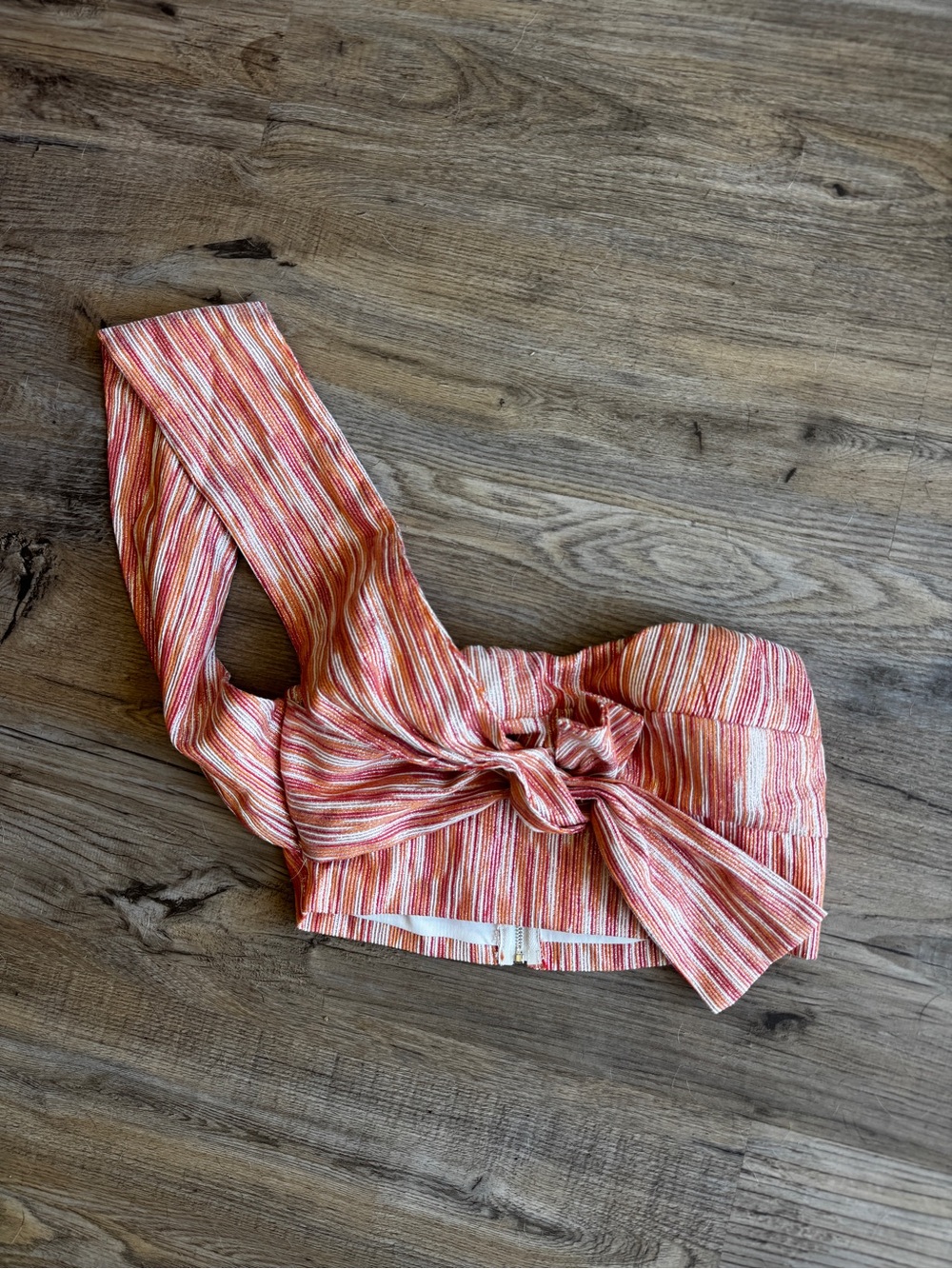 Striped Tie-Front Orange Crop Top